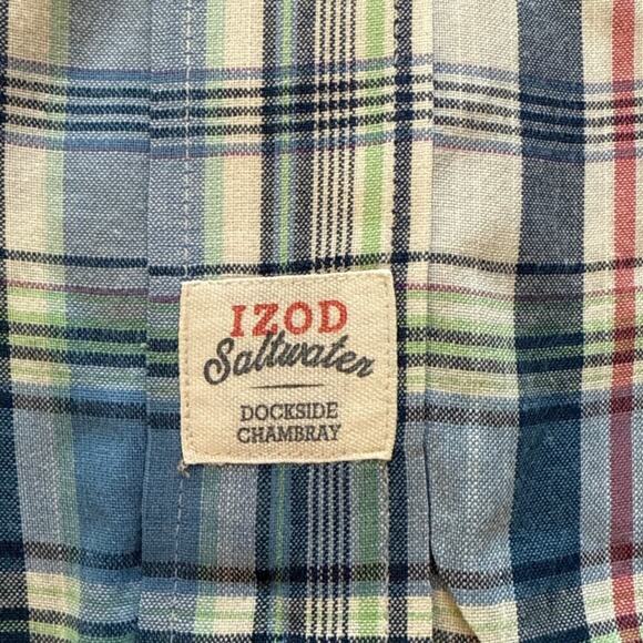 Izod Saltwater Relaxed Classics Dockside Chambray Plaid Shirt Size 3XLT Cotton - Picture 5 of 8